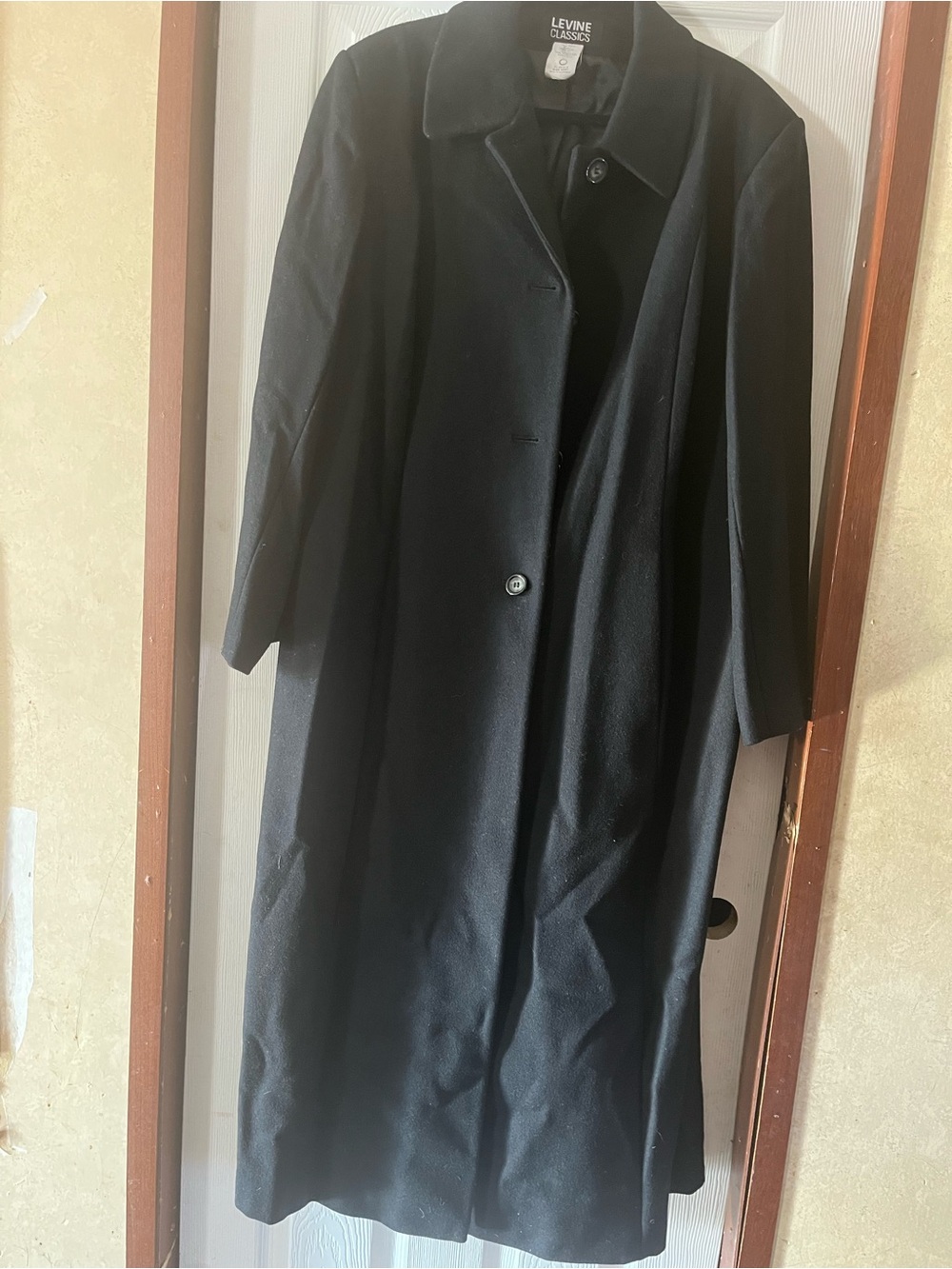 Vintage Levine Classics 100% Wool Full-Length Dress Coat - Black, Size 20WT
